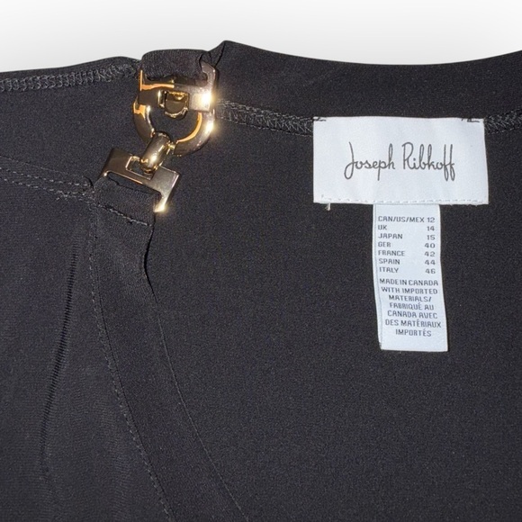 JOSEPH RIBKOFF Jersey Knit T-shirt w/ Gold Metal Accent - 12 Black - Picture 8 of 13